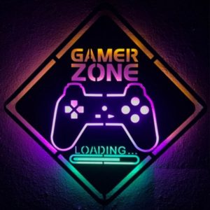 Gamer Zone Led Lights Wall Art, Game Room Metal Wall Art With Led Lights, Decoration For Gaming Room, Video Game Decoration,