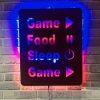 Play Eat Sleep and Replay Game Wall Art, Young Room Led Sign Home Decor Design, Gamer Silhouette Template, Gamer Room Metal Wall Art