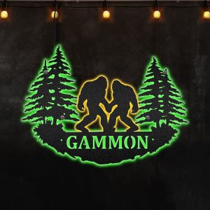 Bigfoot Facing In The Foerst Neon Lights Metal Wall Art Decorative Idea For Your Home - MS"