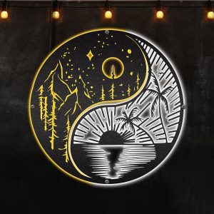 Yin Yang (Sun & Moon) Living Room Decoration Perfect , Afcultures Custom Neon Metal Sign, Neon Lights Metal Wall Art With Led Lights - MS