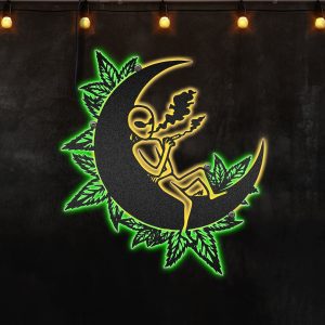 Alien Smoking Weed Afcultures Neon Lights Afcultures Custom Neon Metal Sign, Neon Lights Metal Wall Art Weed Lovers Decoration For Room, Outdoor Home Decor Gift - MS"