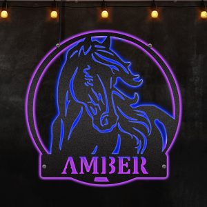 Horse Stable Decorative Idea Afcultures Custom Neon Metal Sign, Neon Lights Metal Wall Art - MS
