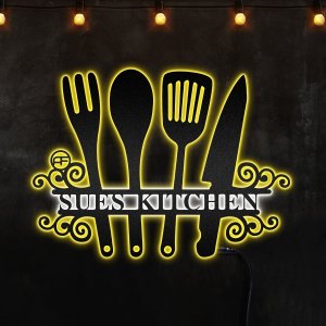Cook & Enjoy Customized Kitchen Afcultures Custom Neon Metal Sign, Neon Lights Metal Wall Art