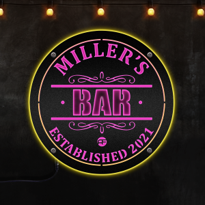 Personalized Bar LED Metal Art Sign, Light up Bar Metal Sign, Afcultures Custom Neon Metal Sign, Neon Metal Wall Art