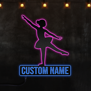 Personalized LED Ballerina Metal Sign, Light up Dancer Wall Art, Afcultures Custom Neon Metal Sign, Neon Lights Metal Wall Art