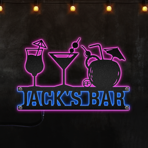 Personalized Bar Sign, Custom Bar Metal Wall Art, Led Lights Drink Sign Custom Family Name Sign, Afcultures Custom Neon Metal Sign, Neon Lights Metal Wall Art