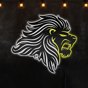 Lion LED Metal Art Sign, Light up Lion Metal Sign, Multi Colors Lion Sign, Afcultures Custom Neon Metal Sign, Neon Lights Metal Wall Art