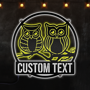 Personalized LED Owl Metal Sign, Light up Owl Wall Art, Afcultures Custom Neon Metal Sign, Neon Lights Metal Wall Art