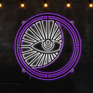 Moon and Eye Metal Wall Art, Large Metal Wall Decor, Afcultures Custom Neon Metal Sign, Neon Lights Metal Wall Art With Led Lights