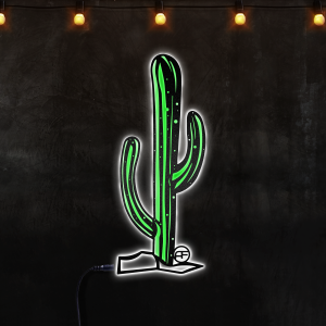 Cactus wall decor, metal wall art, plant decor, Afcultures Custom Neon Metal Sign, Neon Lights Metal Wall Art With Led Lights