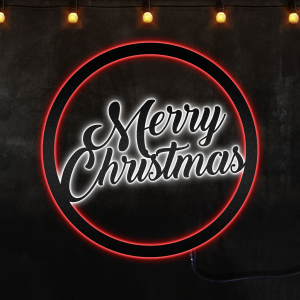 Christmas Steel Monogram Art, Christmas Ball, Afcultures Custom Neon Metal Sign, Neon Lights Metal Wall Art With Led Lights - MS