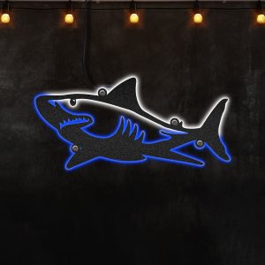 Shark , Afcultures Custom Neon Metal Sign, Neon Lights Metal Wall Art With Led Lights - MS