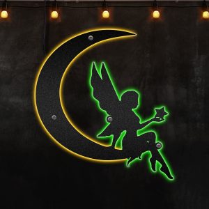 Fairy Moon, Afcultures Custom Neon Metal Sign, Neon Lights Metal Wall Art With Led Lights - MS