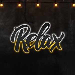 Relax , Afcultures Custom Neon Metal Sign, Neon Lights Metal Wall Art With Led Lights - MS