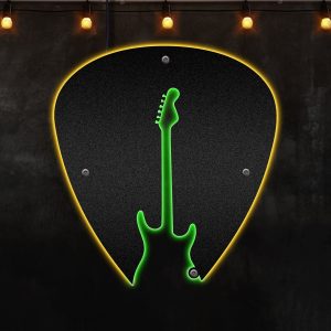 Guitar Pick, Afcultures Custom Neon Metal Sign, Neon Lights Metal Wall Art With Led Lights - MS