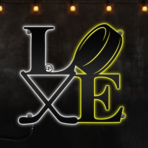 Hockey Love, Afcultures Custom Neon Metal Sign, Neon Lights Metal Wall Art With Led Lights