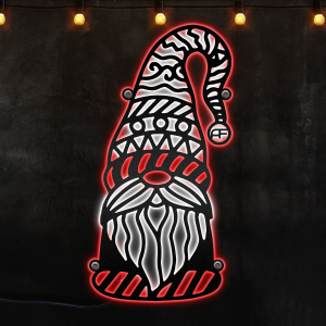 Christmas Gnome 2 Metal Wall Decor , Afcultures Custom Neon Metal Sign, Neon Lights Metal Wall Art With Led Lights