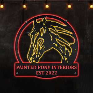 Horse Portrait Neon Lights Metal Wall Art - Best idea For Wall Decor - MS"