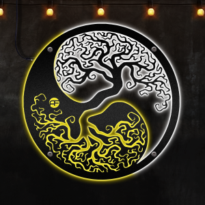 Ying Yang Tree Of Life - Afcultures Neon Led Lights Metal Wall Art