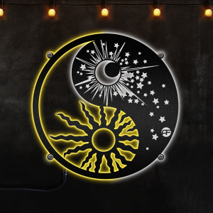 MCI053 Yin Yang Symbol Sun Moon Buddhism Stars Day Night - Afcultures Neon Led Lights Metal Wall Art