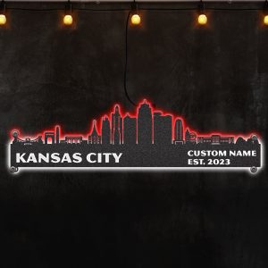 Kansas City Skyline Arrowhead Stadium Custom Neon Led Light Metal Wall Art - MS