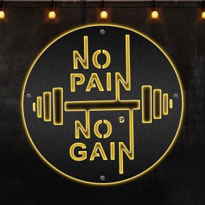 No Pain No Gain Led Sign, Dumbell Led Sign, Neon Sign, GYM Wall Decor Hanging, Fitness Home Decor, GYM Led Sign, Led Wall Art, Powerlifting