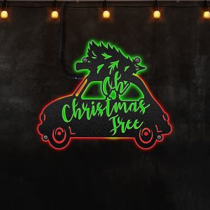 Oh Christmas Tree Neon Lights Metal Wall Art