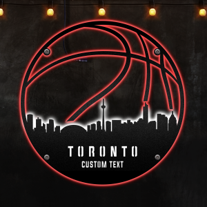 Custom Toronto basketball Afcultures Custom Neon Metal Sign, Neon Lights Metal Wall Art, Personalized Sports Name Sign Decoration For Room, Basketball Player Outdoor Home Decor Gift