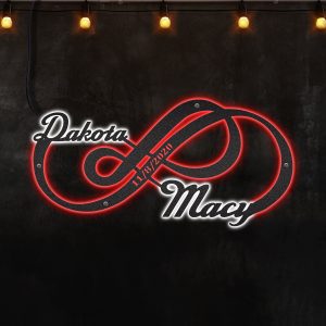 The Double Infinity Love Afcultures Customized Neon Lights Metal Wall Art Gift for Anniversary, Valentine Gifts, House Decoration