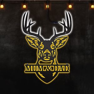 Moose Vs Deer Size Comparison, Deer Head Hunting Gifts Afcultures Neon Lights Metal wall art