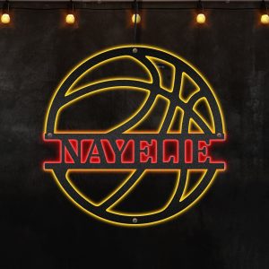 Custom Basketball Afcultures Neon Lights Metal Wall Art Personalized Basketball Player Name Sign Decoration Basketball Sport Decor Father's Day