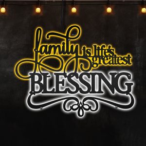 Family Is Life's Greatest Blessing Neon Lights Metal Wall Art Living Room Decoration Perfect Gift For Housewarming Gift, Anniversary