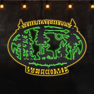 National Park Whitetail Deer forest Personalized Outdoor Decoration Neon Lights Metal Wall Art