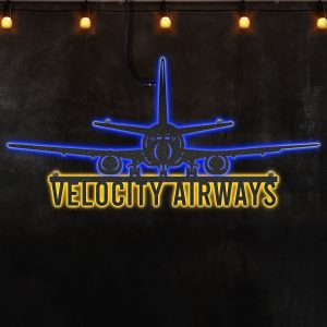 Custom Airplane V10 Afcultures Custom Neon Metal Sign, Neon Lights Metal Wall Art, Personalized Aircraft Name Sign Decoration For Room, Pilot Outdoor Home Decor Gift