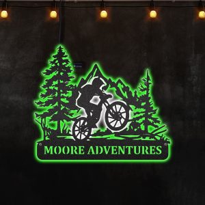 Bend Oregon Mountain Biking Neon Lights Metal Wall Art - MS