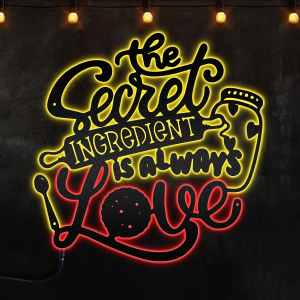 The Secret Ingredient Is Always Love - Metal Kitchen Neon Lights Wall Art Decor - MS