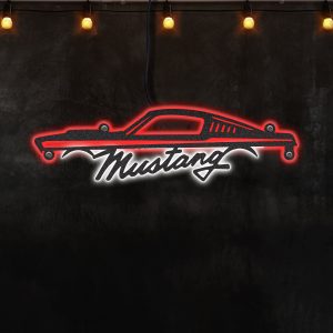 Mustang first generation Classic Muscle car Afcultures Custom Neon Metal Sign, Neon Lights Metal Wall Art, Car Brands Decoration For Room, Outdoor Home Decor Gift - MS"
