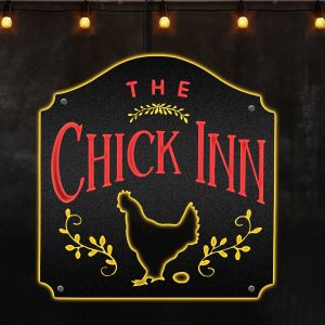 The Chicken Inn Monogram, Great Outdoor Monogram For Chicken Farm Decor Neon Lights Metal Wall Art - MS"