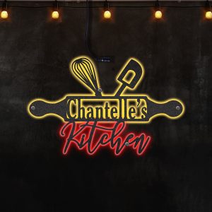 Personalized Kitchen Name Decor Neon Lights Metal Wall Art - MS"