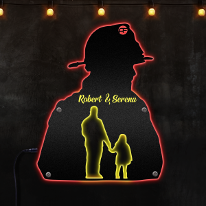 Custom Name Firefighter Father And Daughter Neon Lights Metal Wall Art
