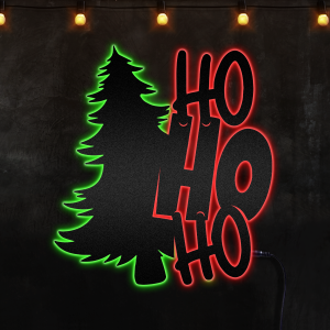 HOHOHO Christmas Tree Custom Neon Metal Sign, Neon Lights Metal Wall Art - MS