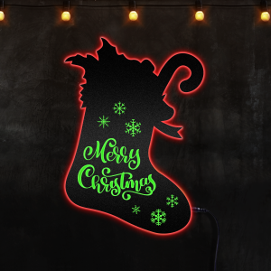 Christmas Stocking Full Of Gifts Decoration Custom Neon Metal Sign, Neon Lights Metal Wall Art - MS