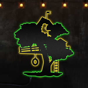 Sightseeing From Tree House Custom Neon Metal Sign, Neon Lights Metal Wall Art Brings Childhood Memories Back
