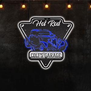 Custom Hot Rod Garage Name Sign Custom Neon Metal Sign, Neon Lights Metal Wall Art - MS
