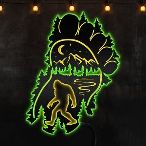 Bigfoot Wild Monster Custom Neon Metal Sign, Neon Lights Metal Wall Art With Led Lights - MS