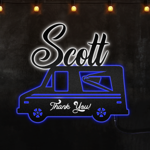 Custom Metal Sign USPS Logo Thank You Truck Custom Neon Metal Sign, Neon Lights Metal Wall Art With Led Lights - MS