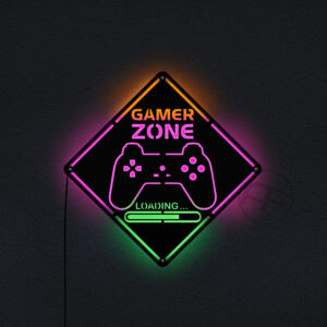 Gamer Zone Led Lights Wall Art, Game Room Metal Wall Art With Led Lights, Decoration For Gaming Room, Video Game Decoration,