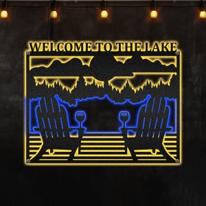 Welcome To The Lake Neon Lights Metal Art Sign - MS"