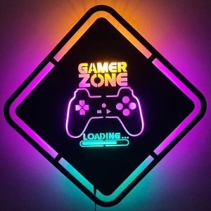 Gamer Zone Game Room 3d Wall Art, Led Neon Wall Sign, Decoration For Gaming Room Video Game Decoration