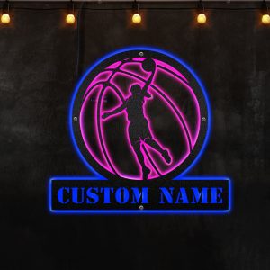 Custom Basketball, Personalized Basketball Sign With Led Lights Neon Lights Metal Wall Art